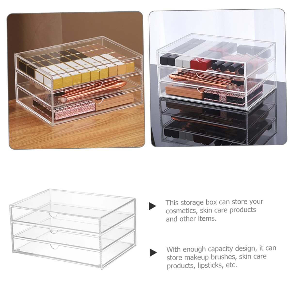 Organizzatore per Scrivania Contenitore per Cosmetici Organizer per Trucco Scatola Portaoggetti Multistrato Adatto per Toeletta e Camera da Letto