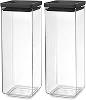 Vista 1 de Brabantia Tasty+ - Recipiente apilable para alimentos (gris oscuro / 0.66 galones) sin BPA que ahorra espacio y tapa de sellado de silicona