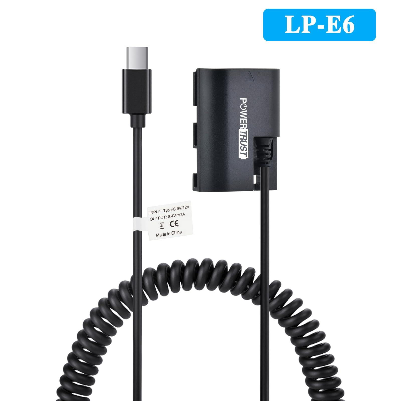 LP-E6 LP-E6N Dummy-Batterie mit USB-C-Ladung für Canon EOS R7 R6 R5 R 90d 80d 70d 60d 7d Mark II, 5d Mark II III IV, 6d Mark II II.