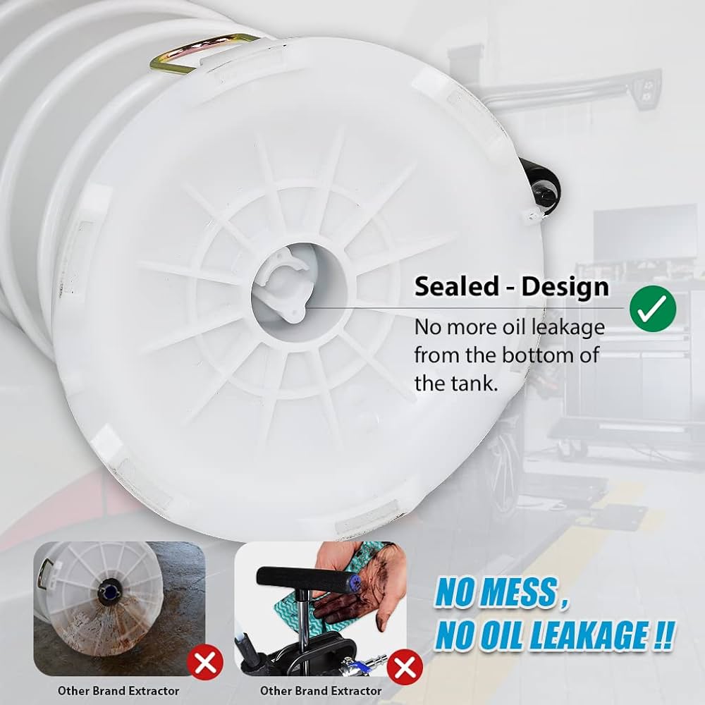 Pompa Aspirazione Olio FIRSTINFO 9L - Manuale E Pneumatica, Con Manometro E 5 Tubi - Foto 5