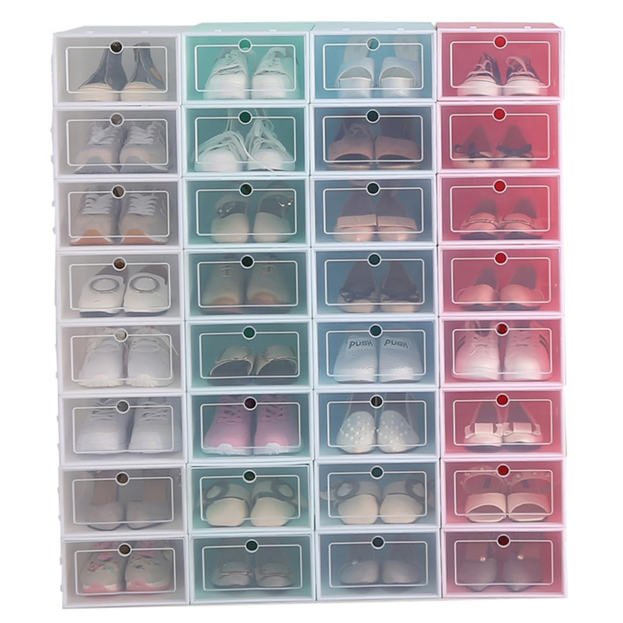Toyvian Set 6 Pezzi Organizer Scarpe Impilabili Sportello Trasparente in PP Rosa, Scatole per Scarpe Piccole per Casa e Scaffali