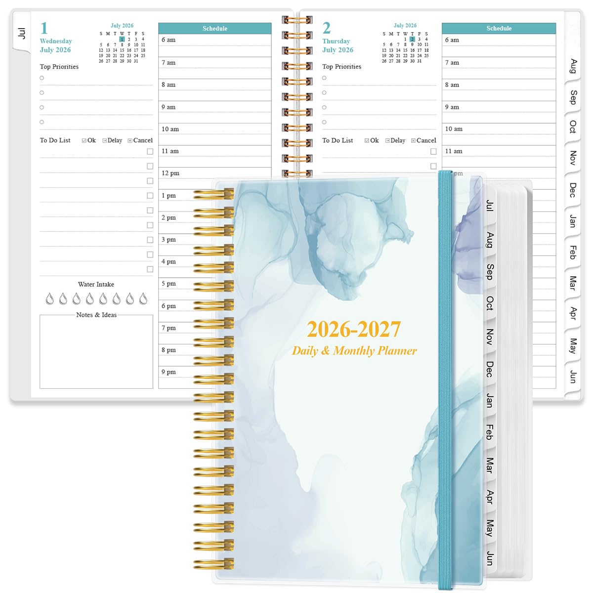 Photo 1 of 2026-2027 Daily & Monthly Planner - One Page Per Day, Daily Planner from July 2026 to June 2027, Planner 2026-2027 with 12 Monthly Tabs, 6.4" x 8.5", Rose Flower