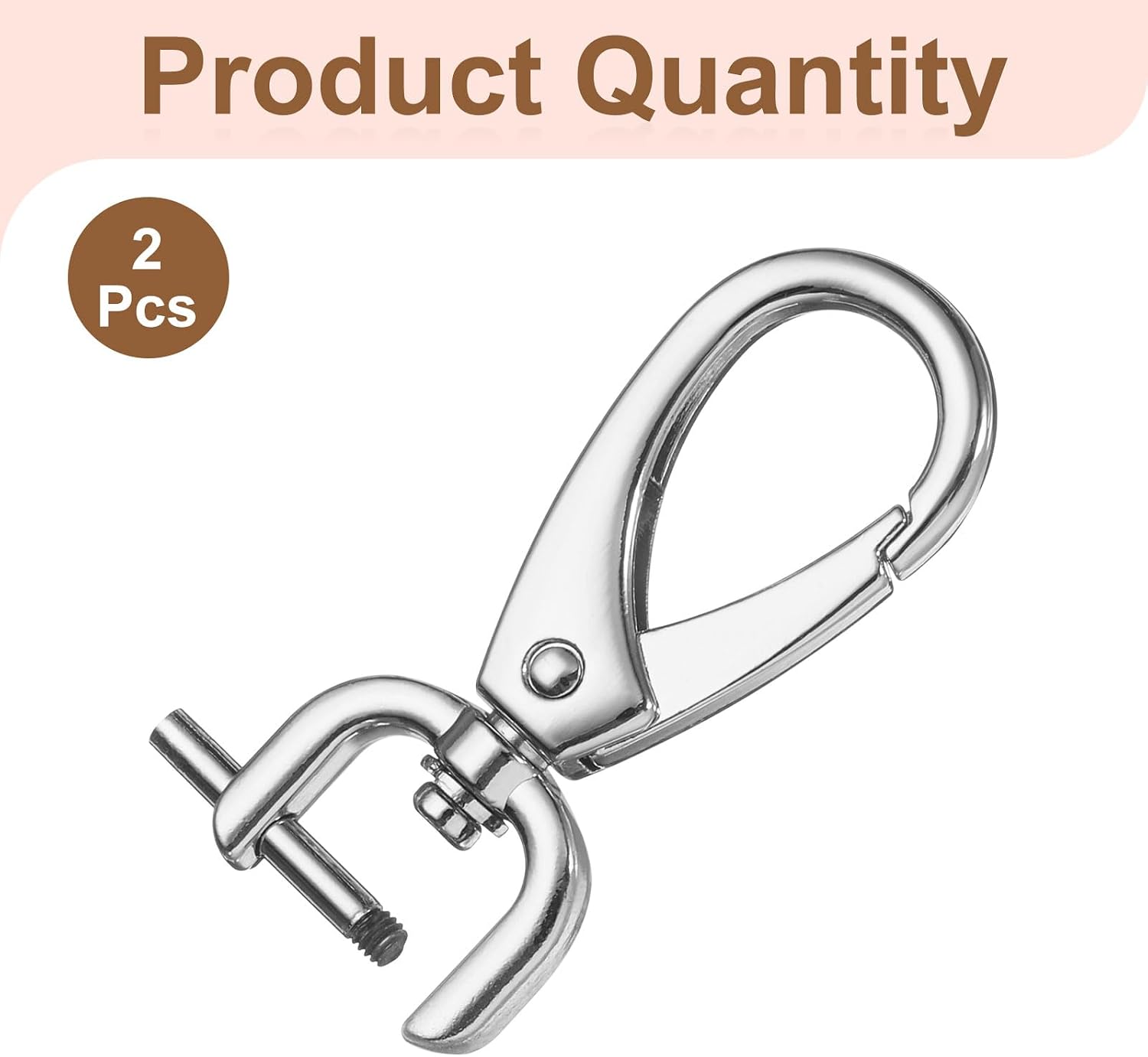 HARFINGTON 2pcs Detachable Snap Hook Swivel Clasp 3/8" (13mm) Zinc Alloy D-Rings Lobster Claw Clasp with Screw Bar for Keychain Lanyard Purse Hardware DIY Craft, White image 3