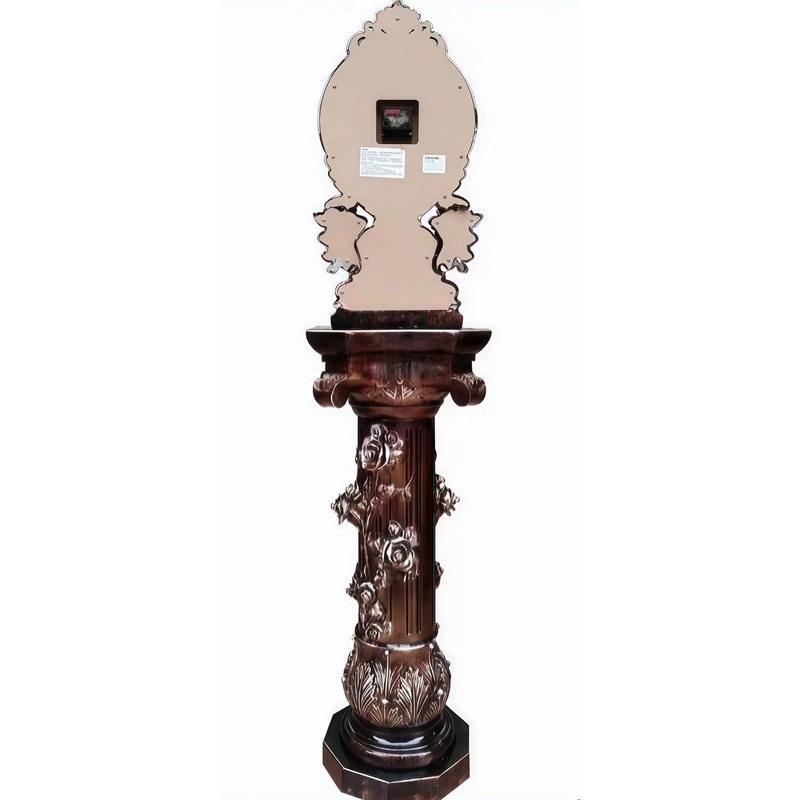 Decorativo Reloj de Piso Cuarzo Silencioso Adornado Columna Pedestal para la Oficina