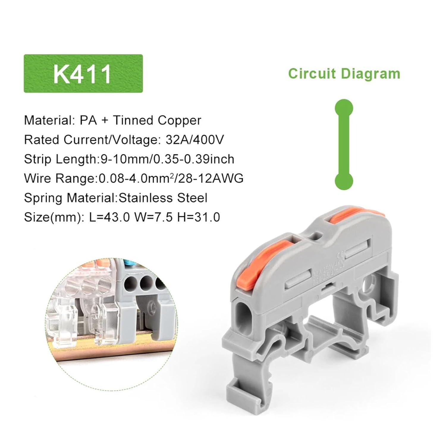 Wire Connector Fast Universal Compact Electric Cable LED Light Lamp Conector Wiring Conductor Terminal Block 2/3pin(K411)