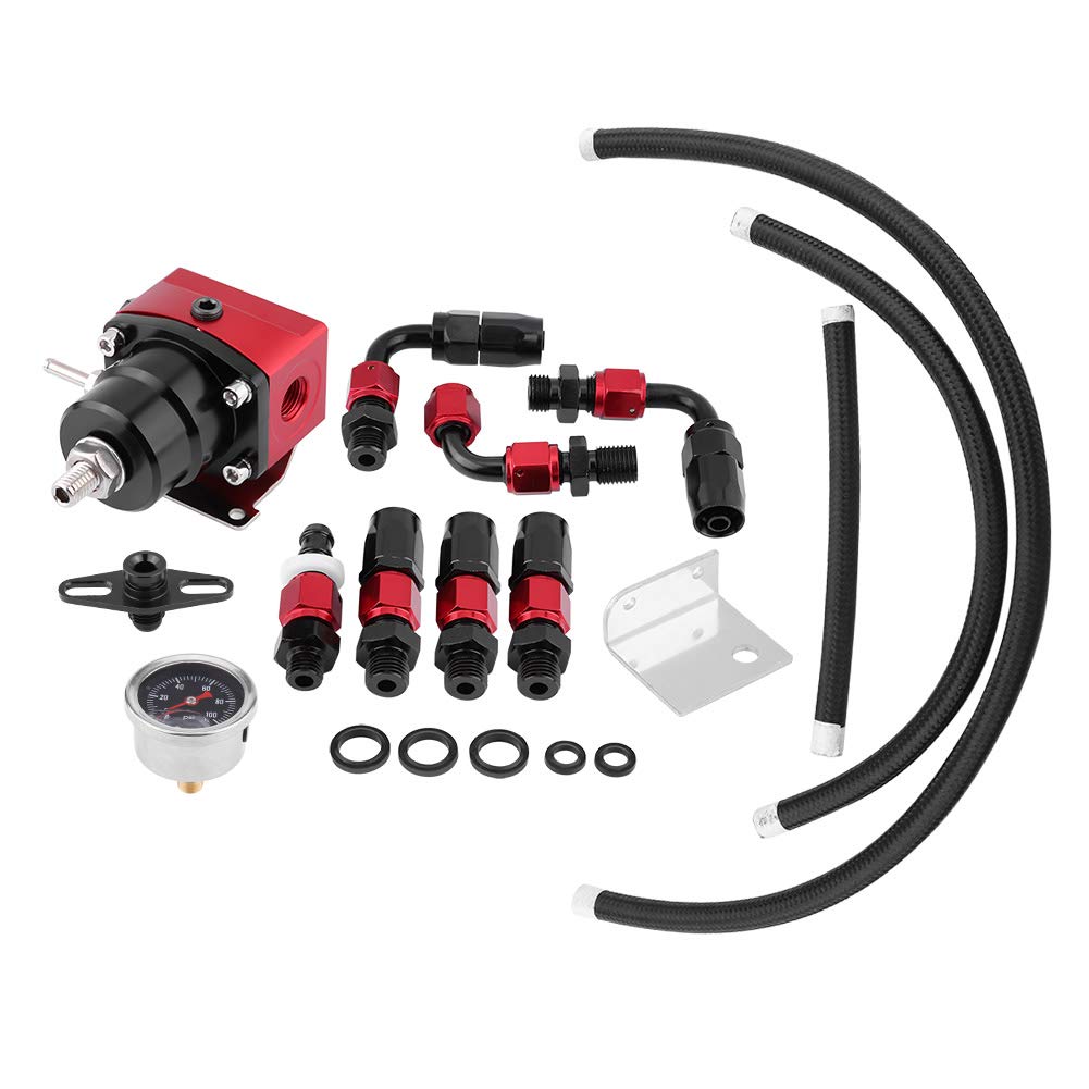 Kraftstoffdruckregler Universal Einstellbar Manometer 0-100 psi AN-6 Fitting Kit EVGATSAUTO