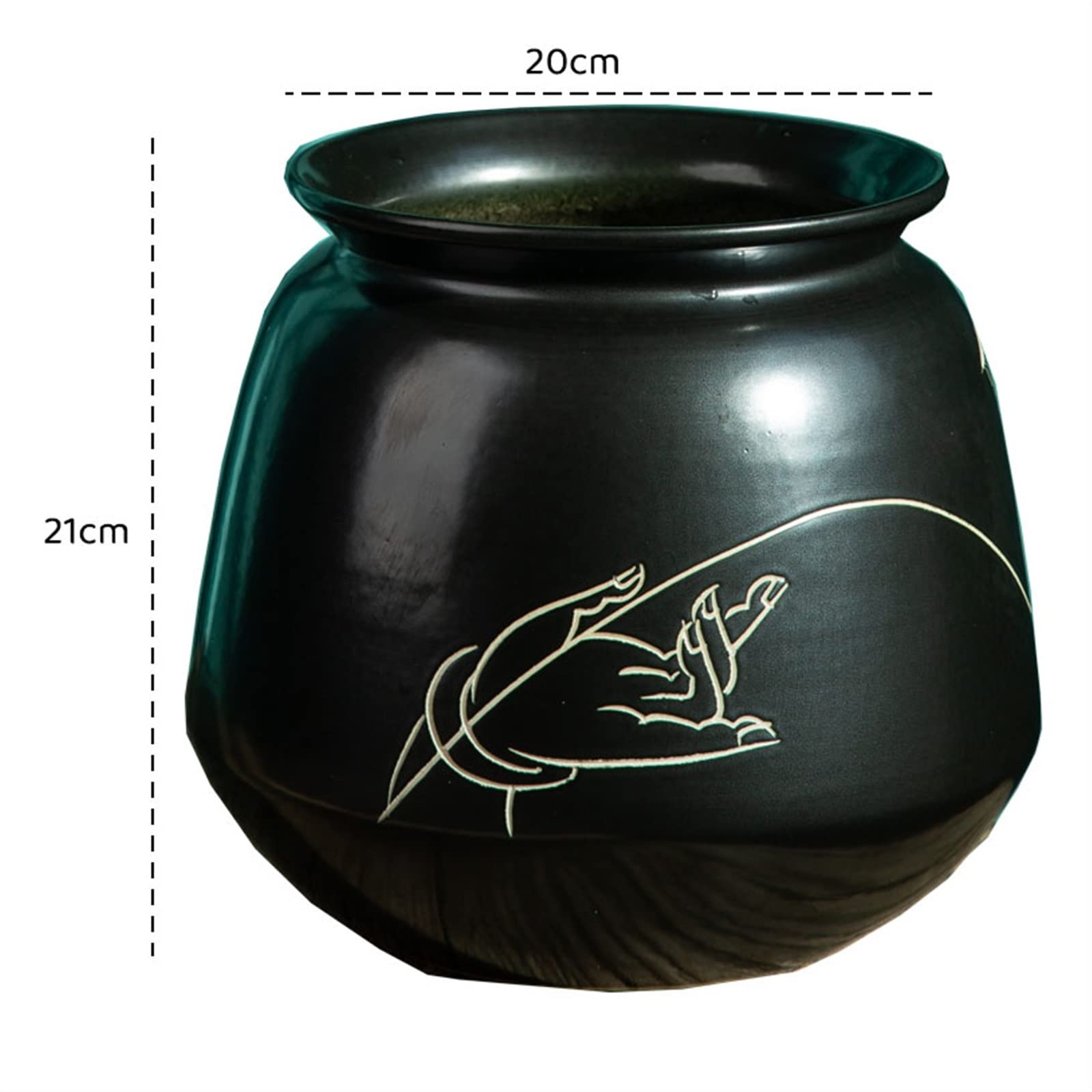 Vasi for Piante con Fori di Drenaggio, Portavaso for Piante Zen da Interno in Ceramica Alto 8,3" for Piante grasse, Fiori, Cactus, Nero