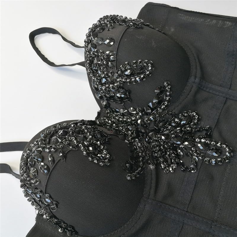 SMEJS 胸の外側に着用できる光沢のあるダイヤモンドチューブトップ付きレディースキャミソールトップ。パフォーマンスコスチュームベス