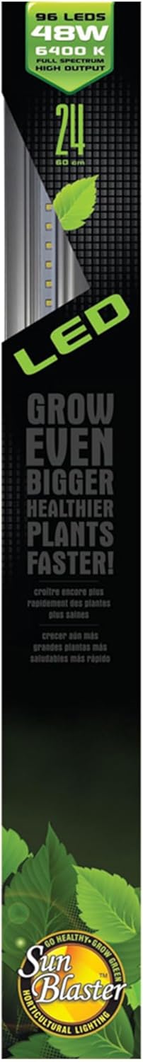 SunBlaster 24'' 6400K Full Spectrum 24W Self Cooling High Output 48 HPF LED Strip Light Indoor Horticulture Greenhouse Plant Grow Lamp