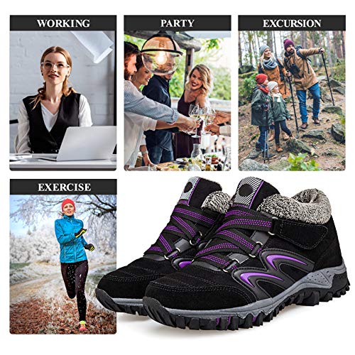 Camfosy Vrouwen Wandelen Wandellaarzen, Winter Waterdichte Trekking Schoenen Bont Gevoerd Warm Laagbouw Sneeuw Laarzen… - Image 8