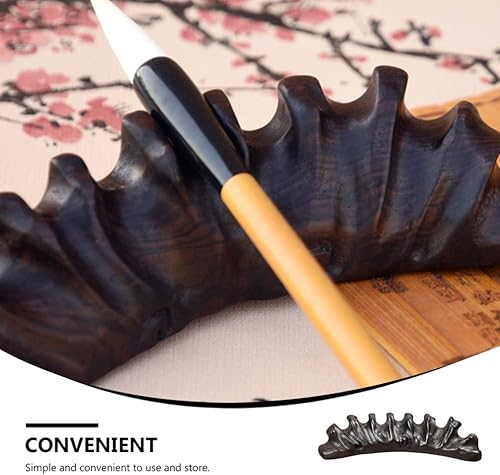 Miniatura 4 de TOYANDONA Soporte para brochas de caligrafía de cerámica china, soporte para brochetas de ébano, pisapapeles de caligrafía, para decoración de
