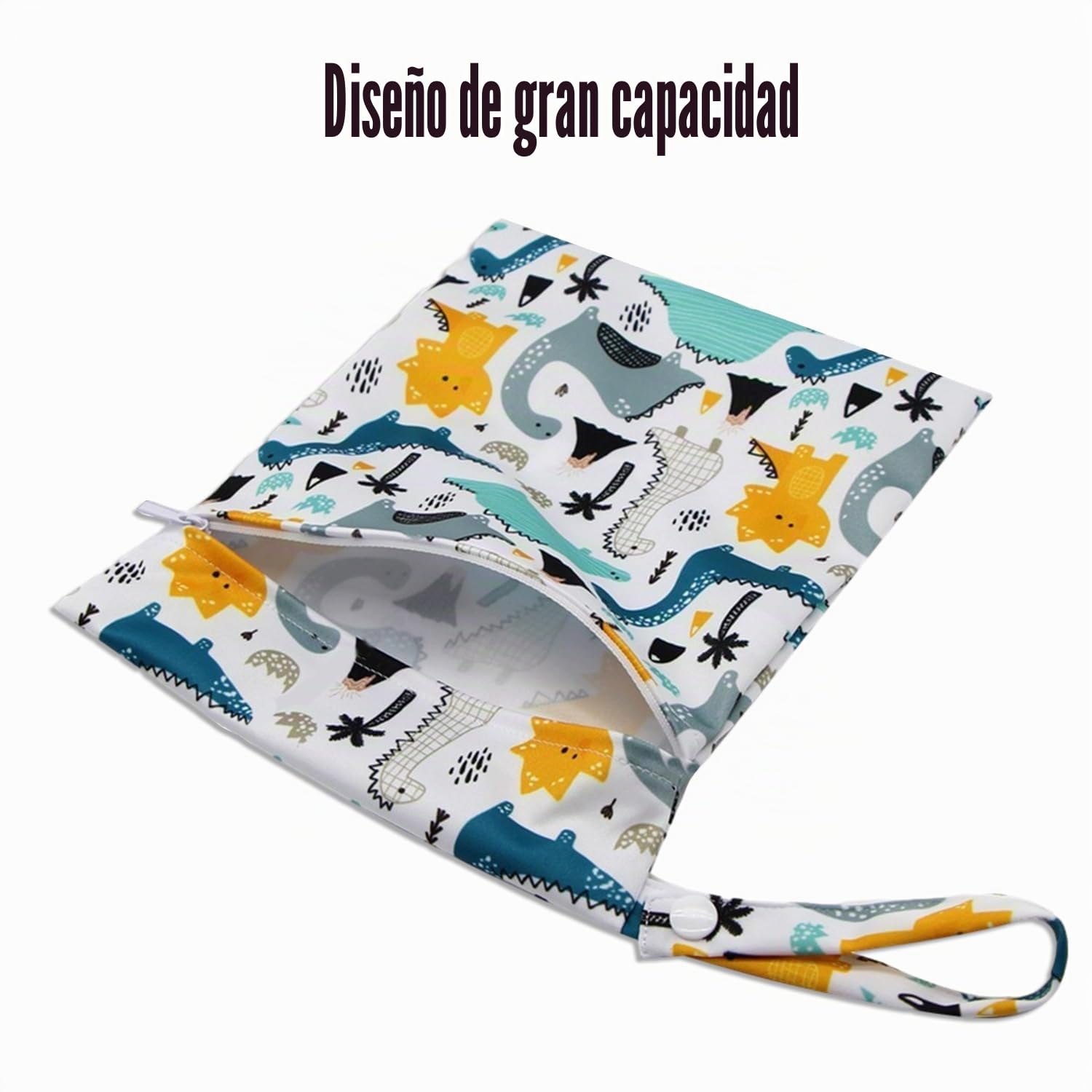 SLEEKEE Bolsa de Almacenamiento de Pañales Impermeable con Dinosaurios - 2 Piezas Ecológica On-The-Go con Cremallera