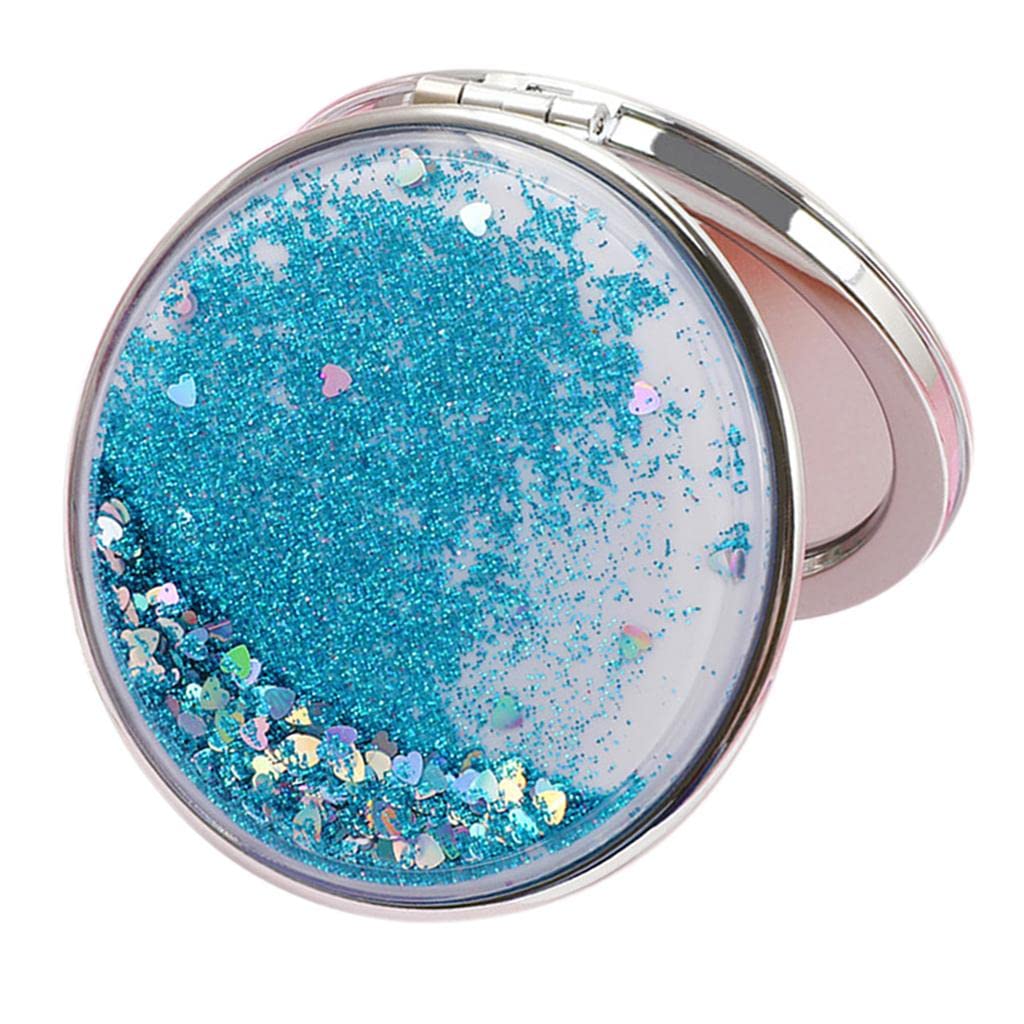 Miroir de maquillage compact Jojomis bleu rond petit miroir de poche portable