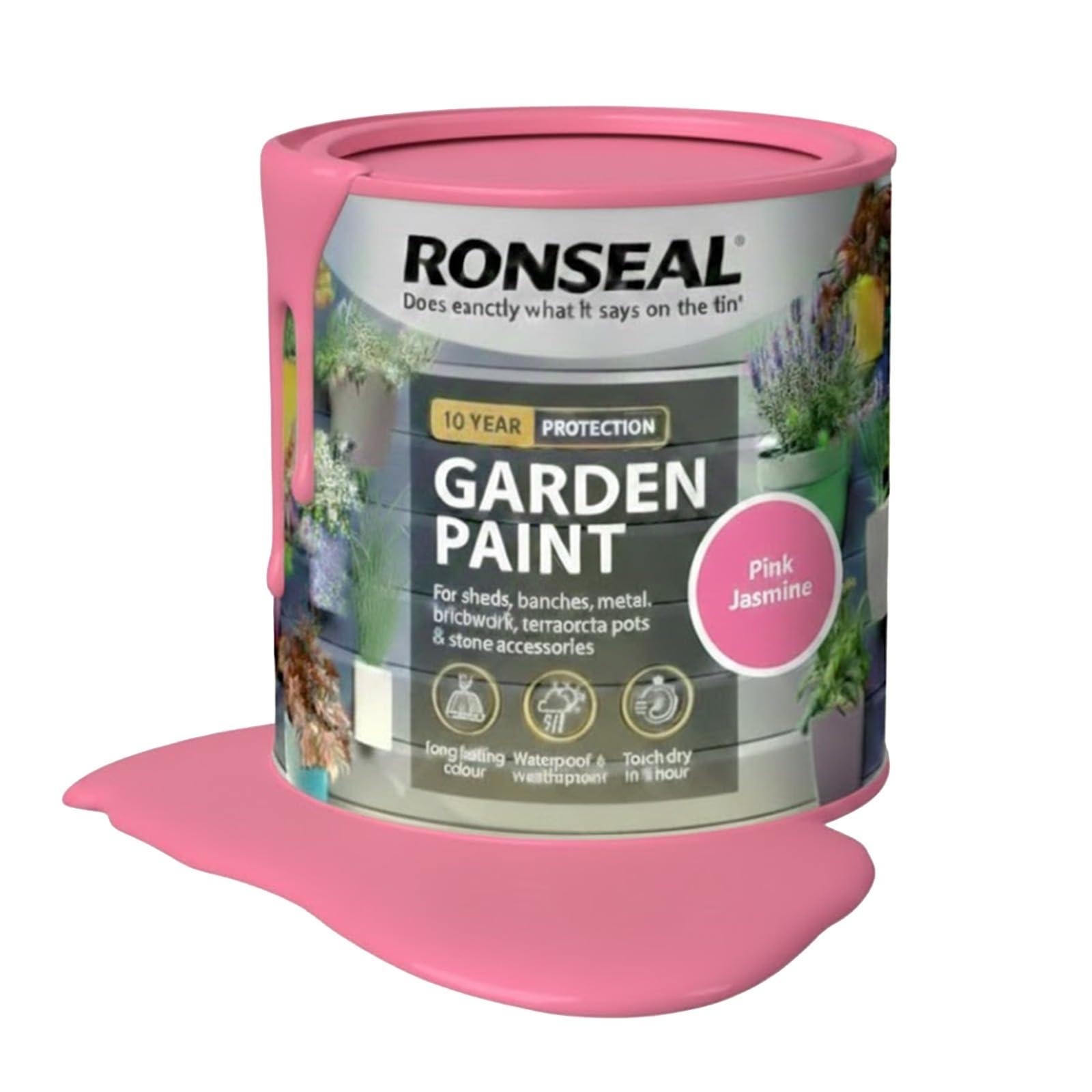 AOC24 2.5L Garden Paint Pink Jasmine, Water Based Outdoor Paints, Long Lasting Weather Resistant, Fast Drying Color for Wood, Bricks, Pots, Anti Crack Peeling DIY Paint (Pink Jasmine, 2.5 L)