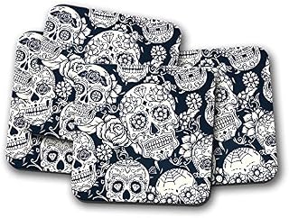 4 Set - Sugar Skulls Coaster - Calavera Mexico Mexican Dead Fun #8524