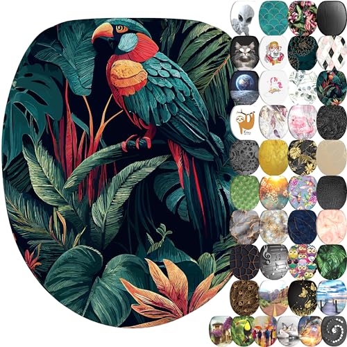 Sanilo Abattant WC frein de chute, Grande sélection de lunettes de toilette avec abaissement automatique, Fixation facile (Exotique)