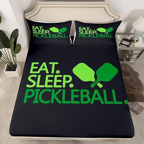jejeloiu Juego de sábanas de pickleball tamaño King para niños, juego de ropa de cama para regalos para amantes del pickleball para niños, niñas,