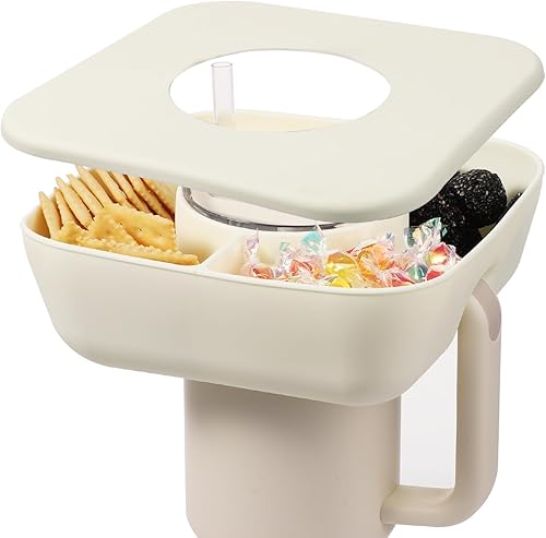 Cuenco de aperitivos para taza Stanley, bandeja de silicona con tapa, recipiente reutilizable para aperitivos Stanley, 40 onzas