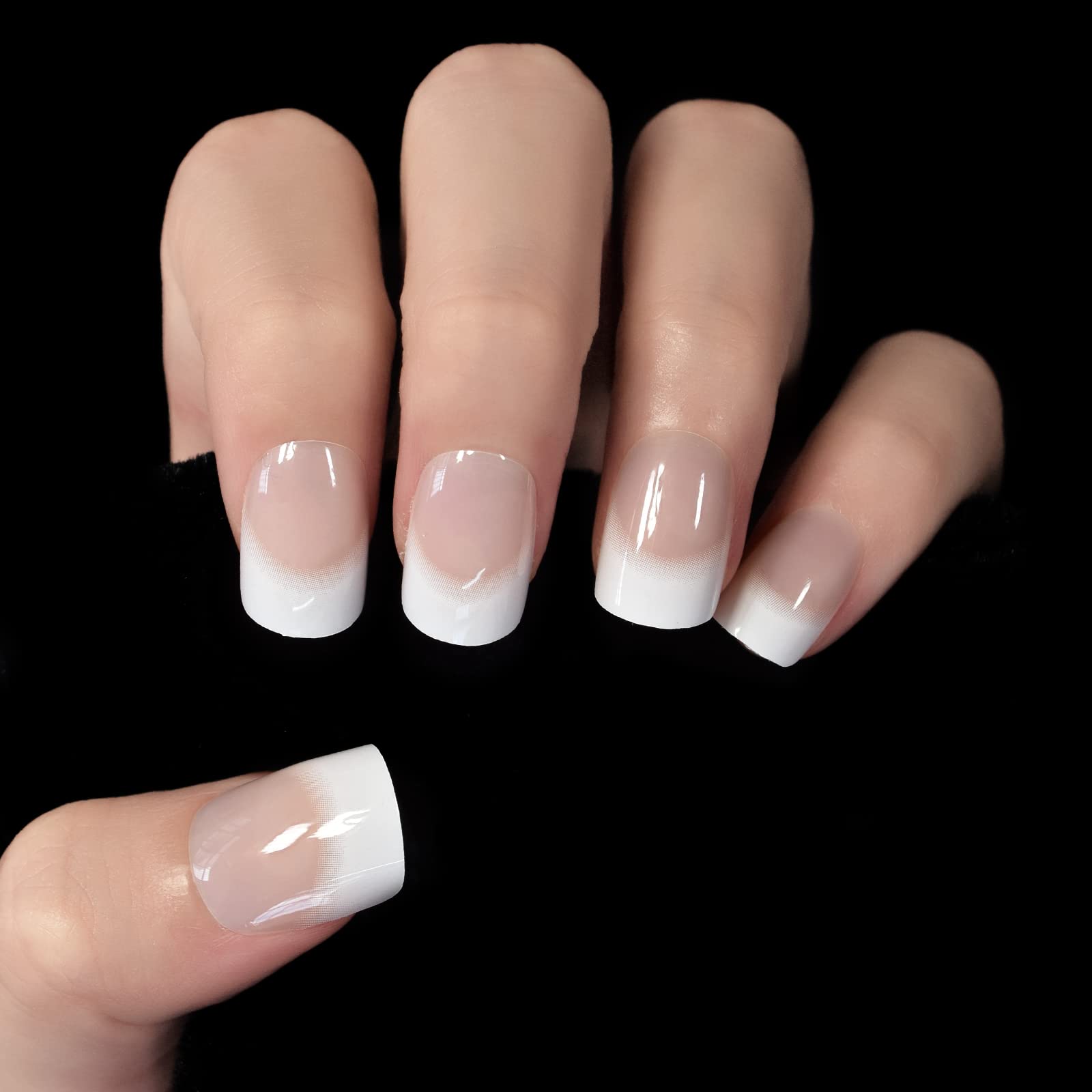 ELEVENAIL Uñas postizas postizas cortas cuadradas cuadradas blancas naturales a presión, uñas postizas postizas para salón de manicura, reutilizables, para uso diario, oficina, hogar