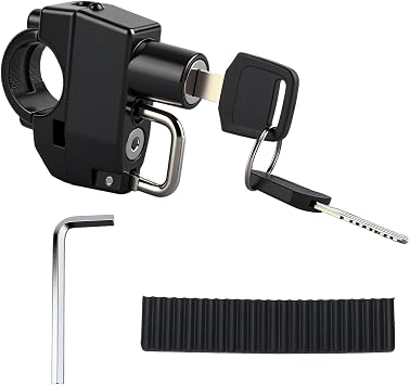 Motorcycle Helmet Lock,Metal Anti Theft Motorbike Helmet Lock with 2 Keys, Riding Accessory for 22mm/0.9 Inch Handlebar Tube, Universal for Motorbike,Bicycle,Scooter