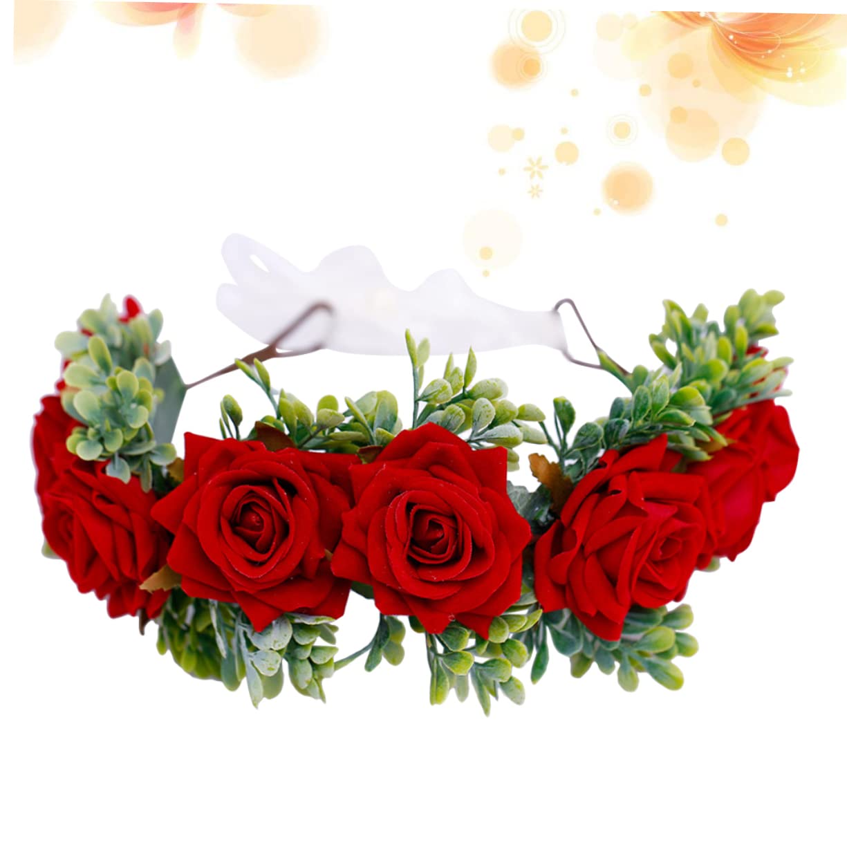 FRCOLOR 3pezzi Cerchietto Floreale Artificiale Per Sposa Con Rosse Accessorio Elegante Per Matrimonio Cosplay e Feste Per Foto e Eventi Speciali