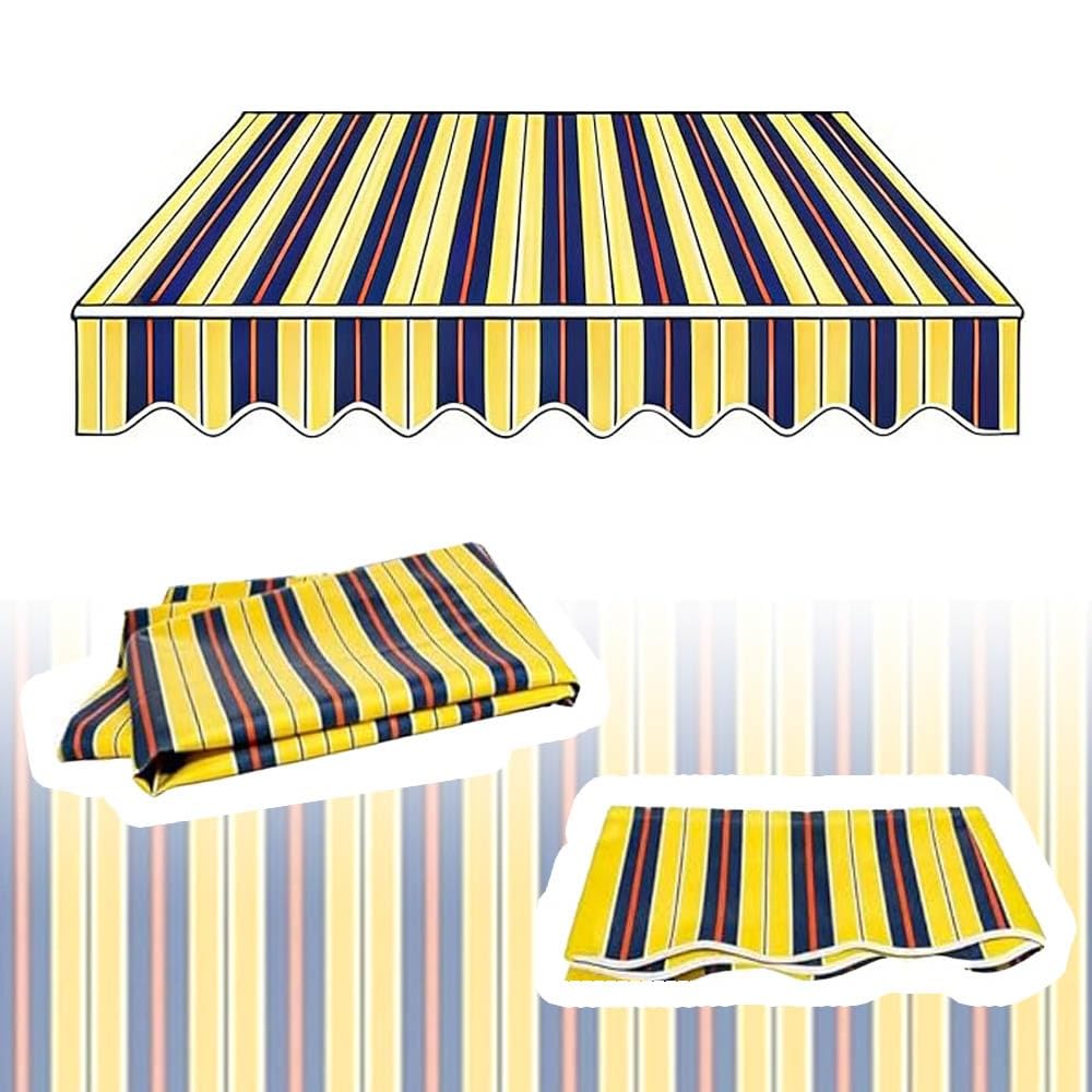 Wymienna tkanina markizy kempingowej, ręcznie chowana markiza 40 x 20 cm, 23 x 13 stóp, markiza zewnętrzna do ogrodu, namiotu, tarasu, żółtych pasków (10 x 5 stóp/3 x 1,5