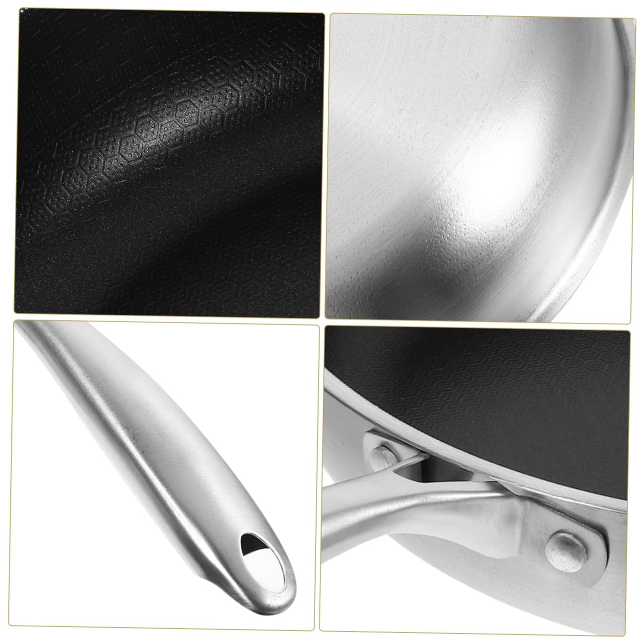 Ipetboom Padella per Friggere in Acciaio Inox Rivestimento a Nido D'ape, Leggera e Riduce Consumo di Olio, per Cucinare Uova e Bistecche in Casa