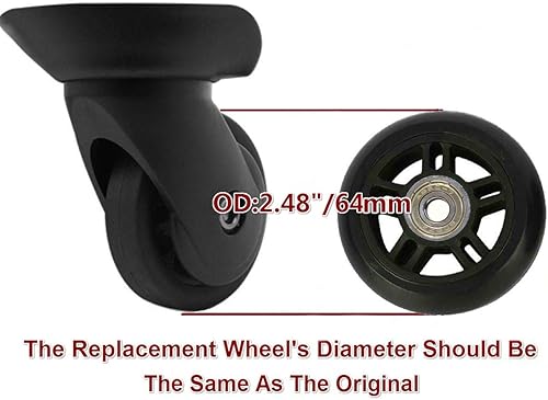 Miniatura 3 de ORO 1 par de ruedas de equipaje de repuesto de 2.520 x 0.866 in con rodamientos de 0.315 in para maleta y patinaje al aire libre en línea y tabla de