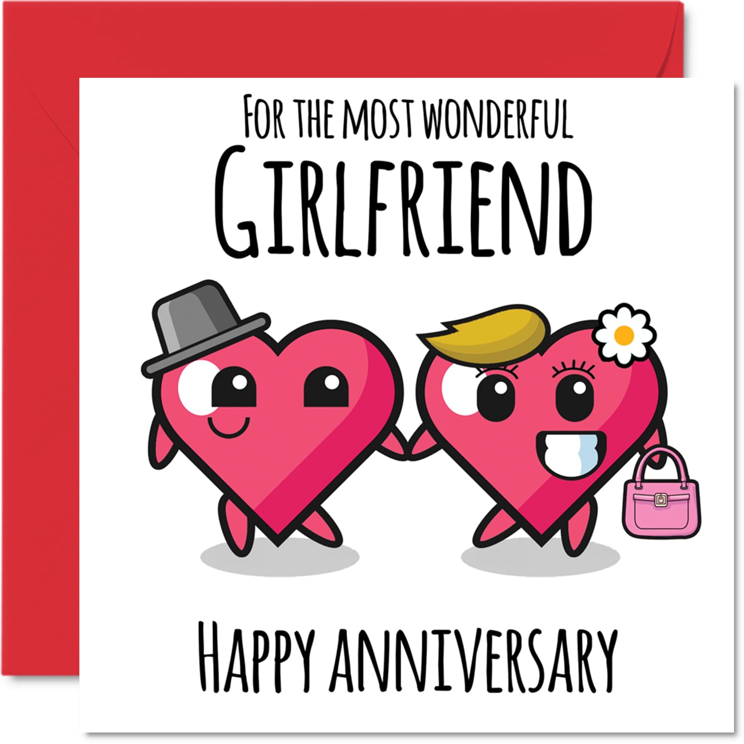 Anniversary Card - Wonderful Girlfriend - Happy Anniversary Cards for Girlfriend Partner, 145mm Greeting Cards for Anniversaries