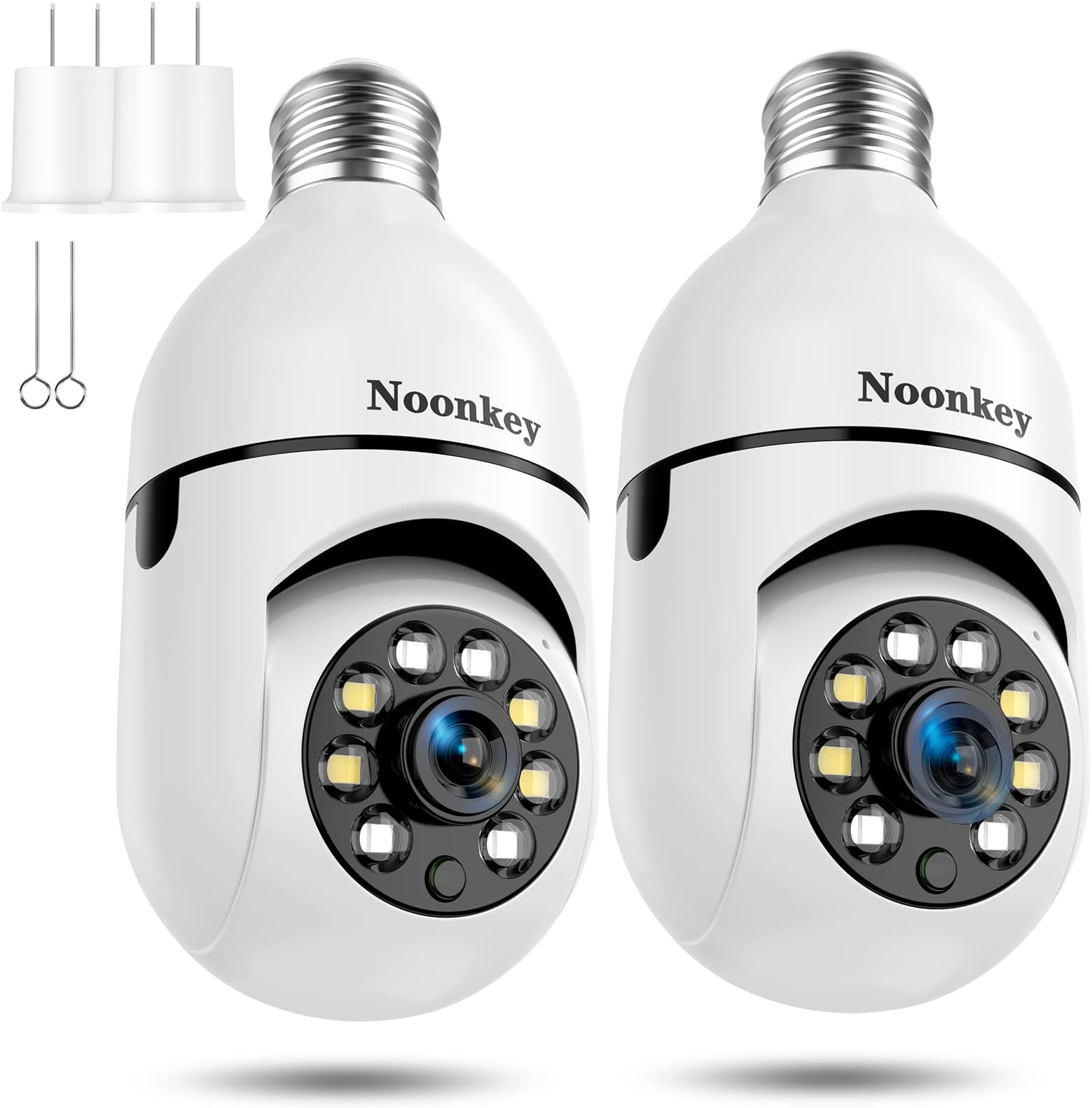 Noonkey 2K/3MP Light Bulb Security Camera, 5G& 2.4GHz WiFi 2 Pack Alexa Home 360° Wireless Security Camera Outdoor, Motion Tracking Detection Alarm,Color Night Vision