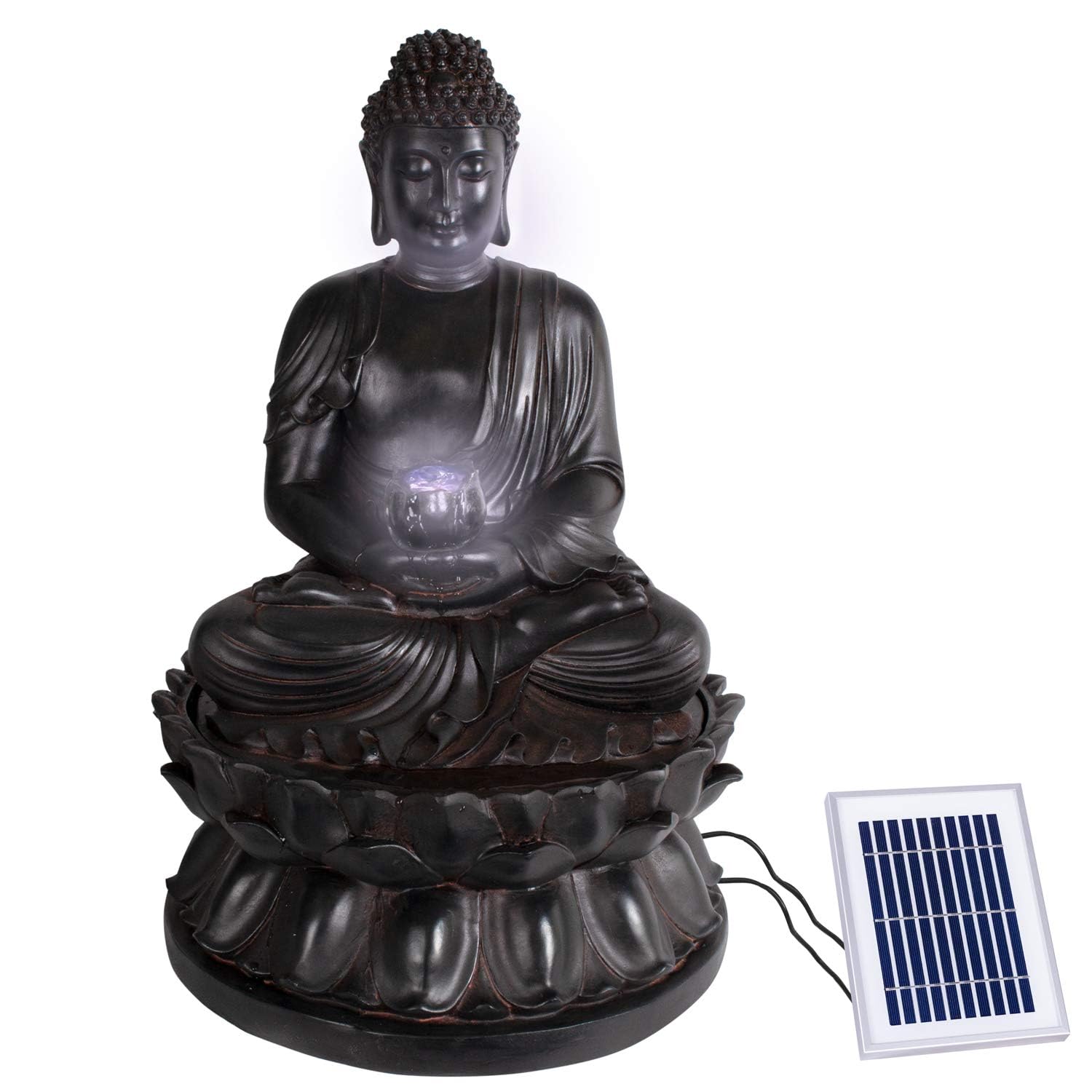 Fontaine de Jardin Solaire - Fontaine Bouddha Eternity - Bain d'oiseaux - Décoration de Jardin avec Pompe - Jeu d'eau pour Jardin, terrasse, Balcon, très décoratif - Lampe LED de Jardin