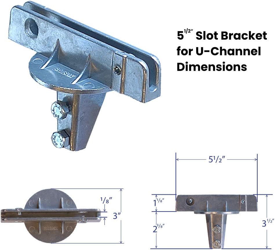 5 1/2" slot - U-Channel Post Street Sign Bracket (parallel), Bracket Options=Flat Sign in 5.5 inch slot
