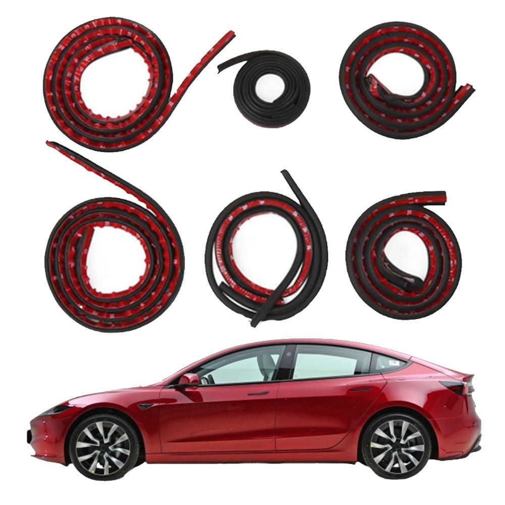 Qiuyu2024 Normal Car Door Soundproof Seal Kit For Tesla Model 3 Highland 2024 2025, Rubber Weather Draft Seal Strip Wind Noise Reduction Kit For Car Window And Door, Trunk Edge, Engine Cover