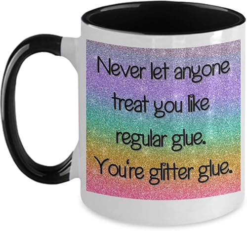 Miniatura 1 de You Are Worthy Taza de café con pegamento con purpurina autoconfianza autoestima You Are Enough Self Love Club Self Love Challenge