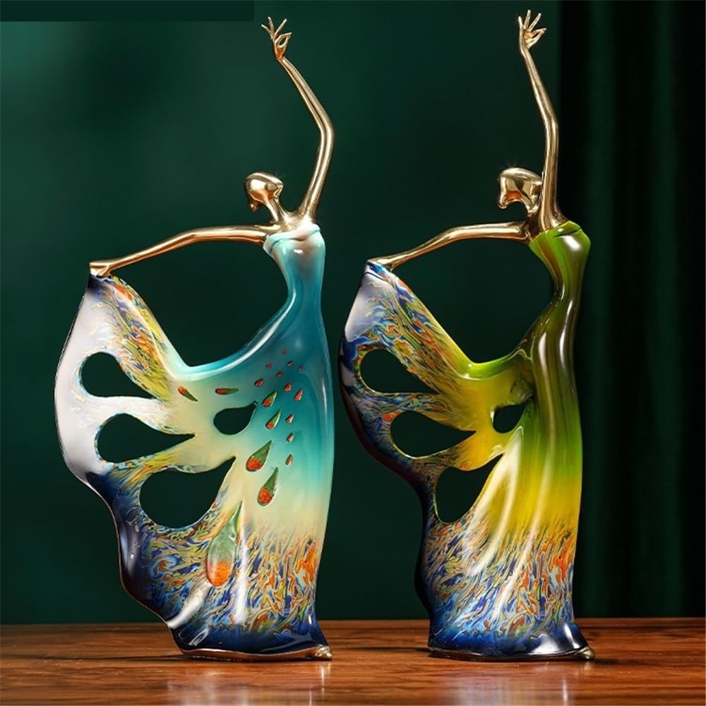 Statue Ornementale Copper Ornaments Modern Creative Home Living Room Decoration Light Luxury Gift(Green)