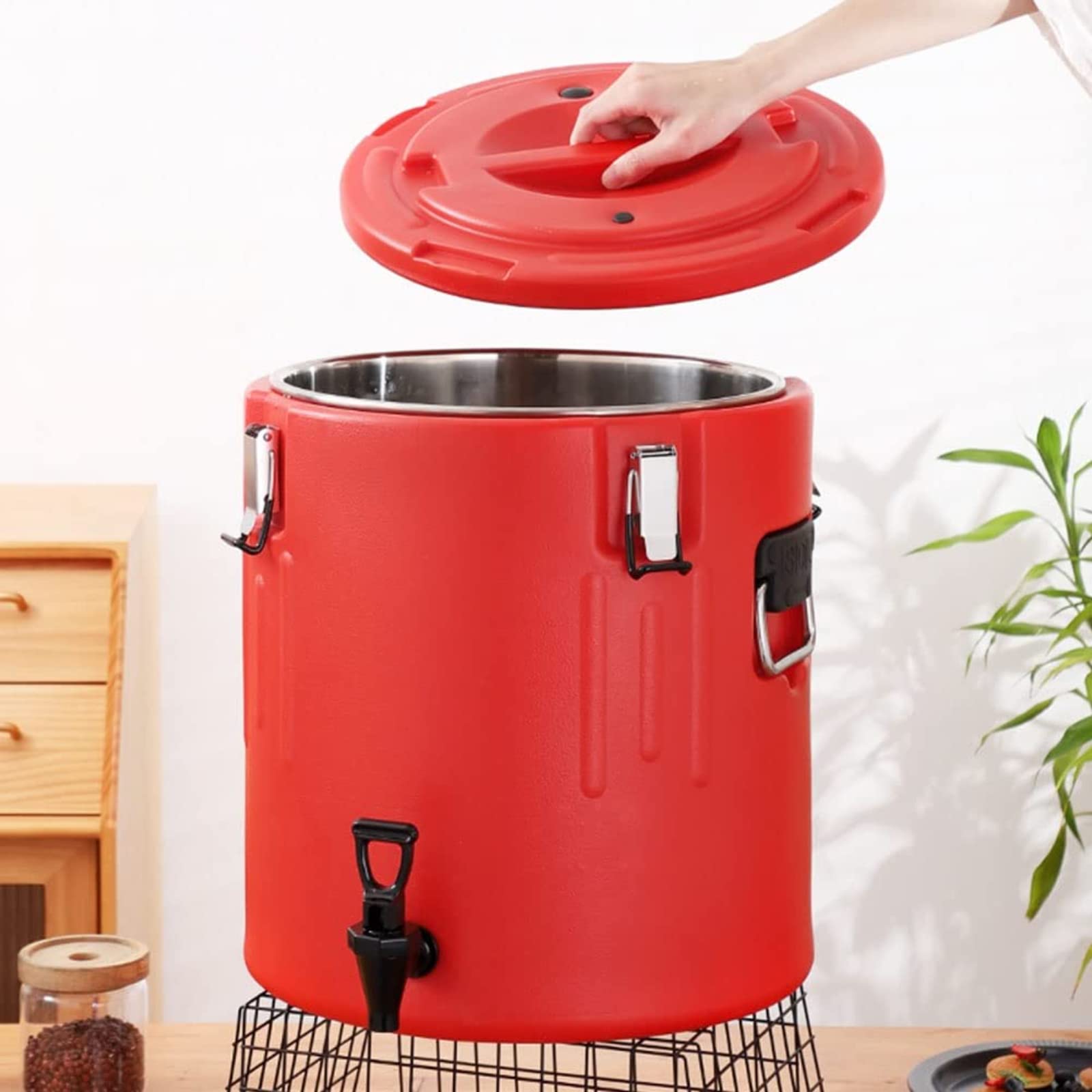 Dispensador de Agua Caliente y fría con Grifo, Termo para Catering, Aislado Durante 48 Horas, Termo Comercial para café (10 L)