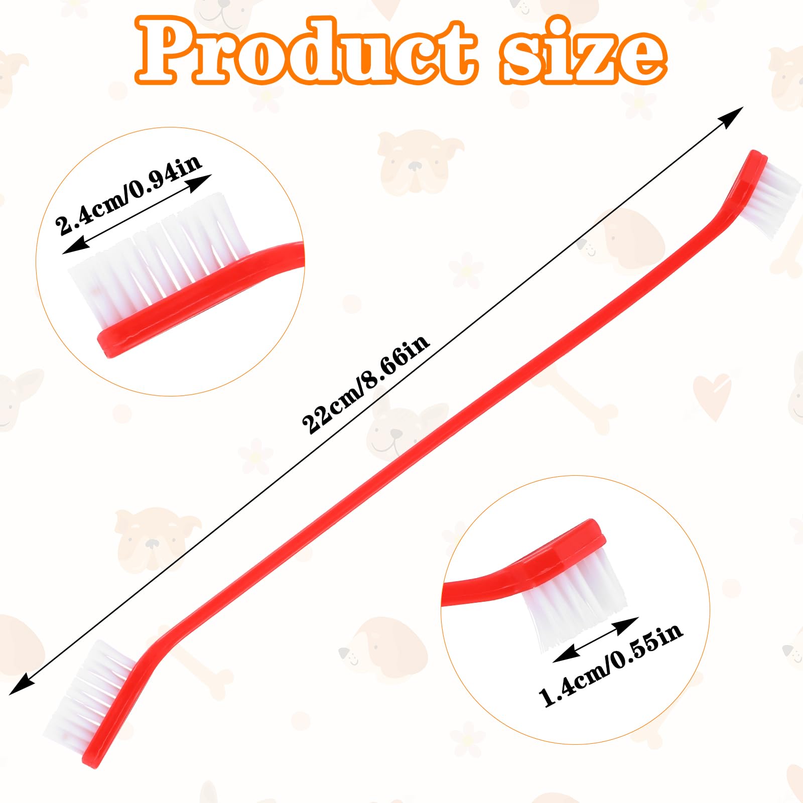 300 cepillos de dientes de perro a granel de doble cabeza de mango largo cepillo de dientes de plástico para perros grandes y pequeños, gatos, cachorros, limpieza de dientes dentales