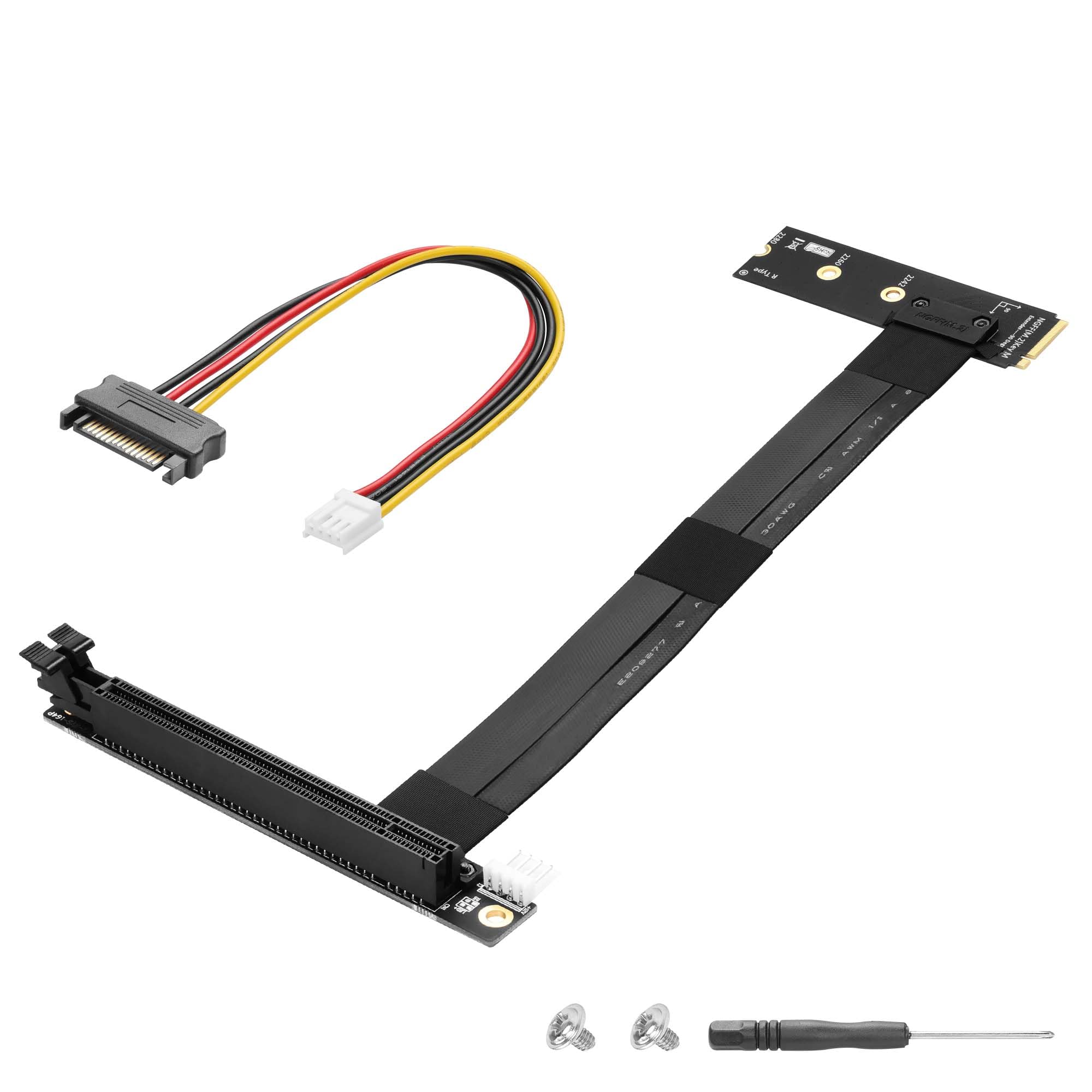 CERRXIAN M.2 NGFF to PCI-e 16x Graphics Riser Card,90 Degree Right M.2 NGFF Key to PCI-Express 16X Extension Cable-image-19