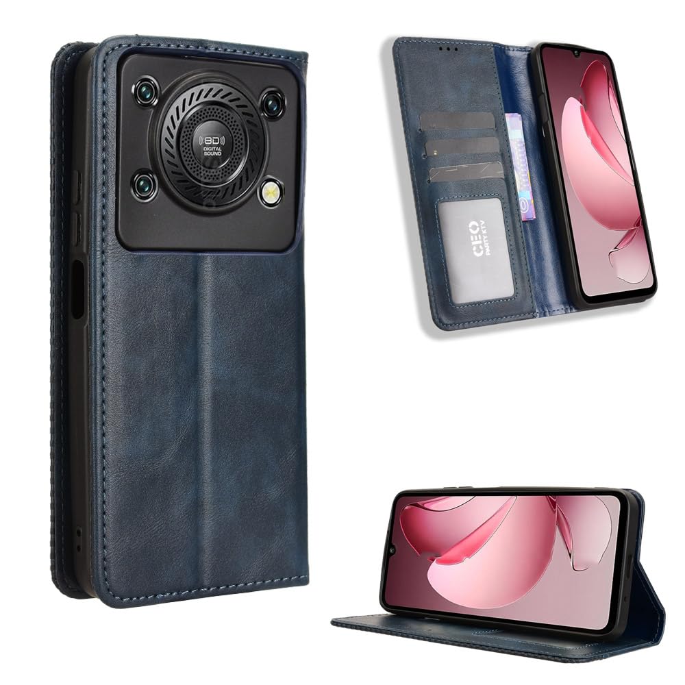 GOKEN Cover per Xiaomi Redmi Note 12S 4G, Custodia Flip TPU/PU Portafoglio Pelle con Stand/Carte Slot, Chiusura Magnetica Goffrata con Motivo Telefono Case Custodie, Blu