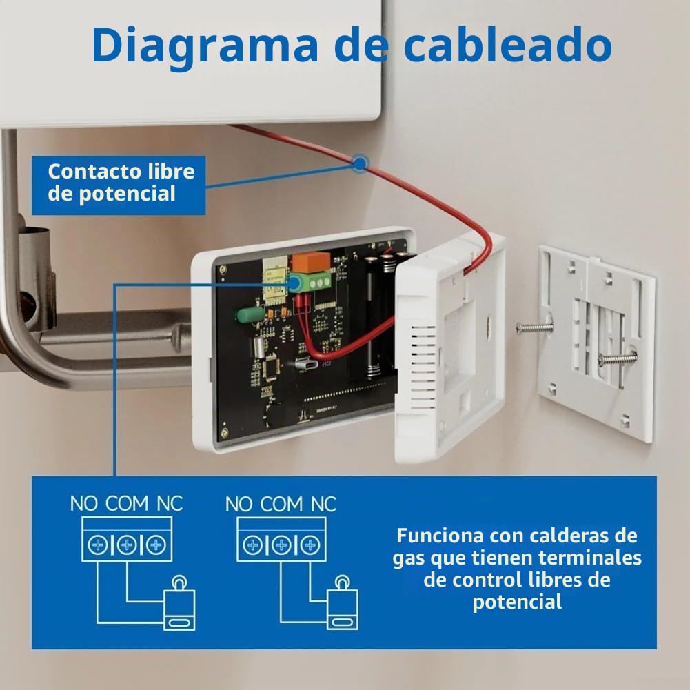 Termostato Wifi para calderas de gas con modos de calefacción y refrigeración, compatible con Tuya, aplicación móvil y control de voz, bloqueo infantil y funciones de modo nocturno
