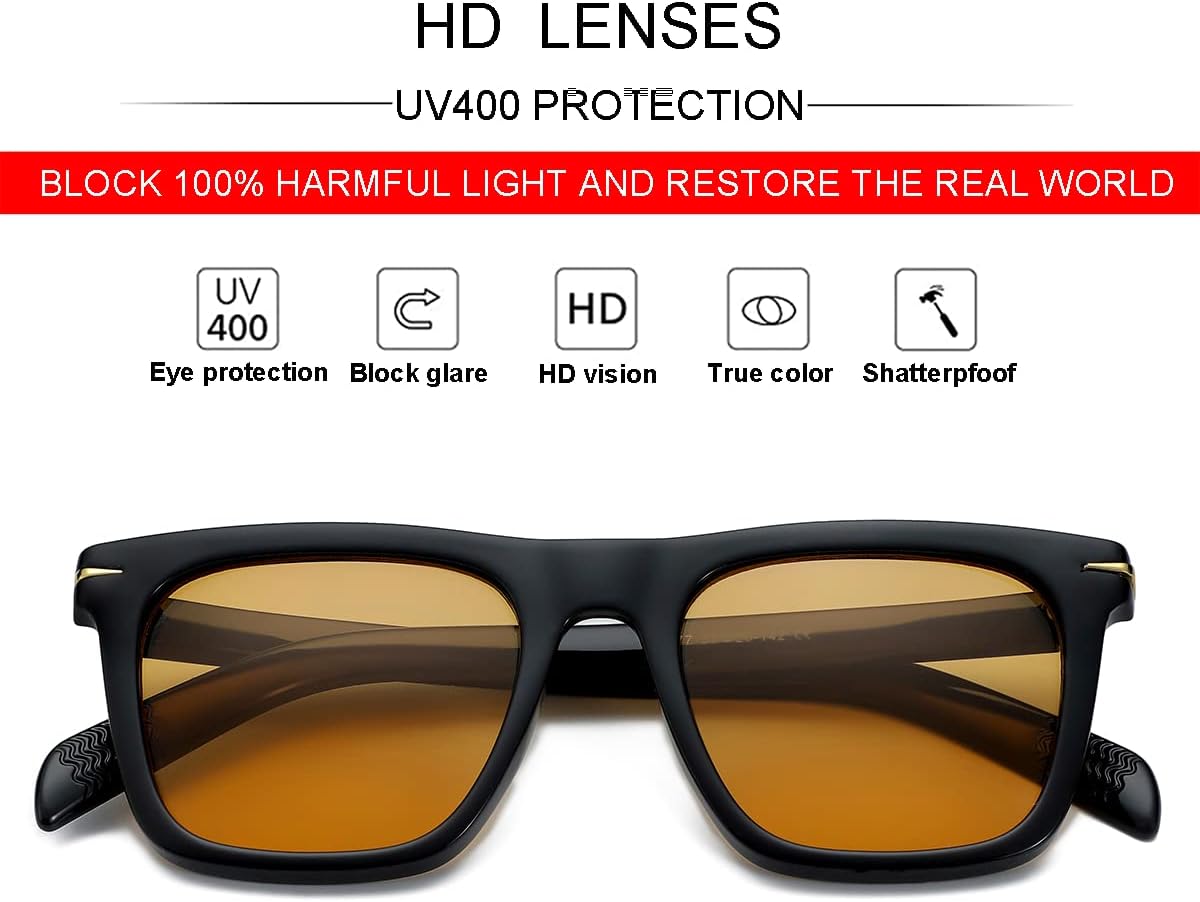 JOVAKIT Fashion Square Sunglasses for Men Women Trendy Flat Lens Sun Glasses Outdoor Sports Driving Sunnies UV400 Protection (Black/Orange) - Image 6