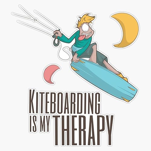 Adhesivo de vinilo con diseño divertido de kitesurf para terapia de kitesurf, impermeable, para laptop, pared, ventana, 5 pulgadas