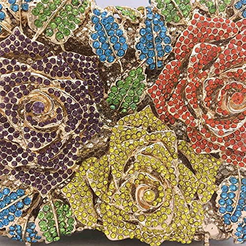 Image of Boutique De FGG Mini Flower Evening Bags For Women Formal,Party Rhinestone Clutch Purses,Wedding Floral Crystal Clutch Bag