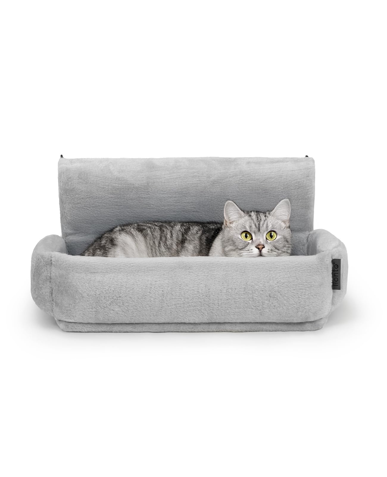 lionto Litière chauffante pour Chats avec revêtement en Peluche Douillet Lavable, Crochets métalliques adaptés à radiateurs Courants, hamac en matériau Confortable, Gris Clair