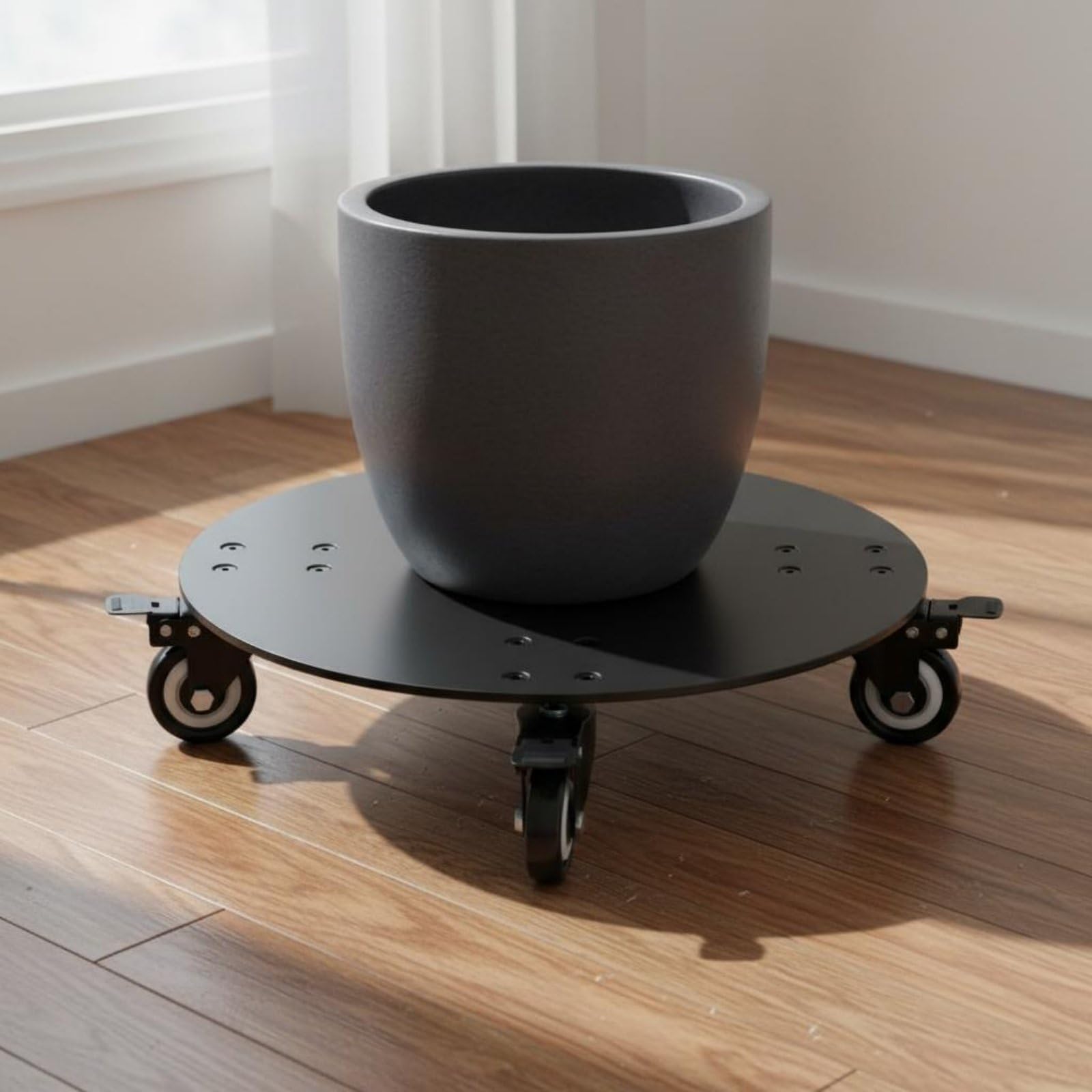 Plant Holder Carrello Trolley per Piante Supporto Portavaso Base Robusta in Metallo Ruote Antirumore con Freno Protezione da Ruggine E Acqua per, 14IN