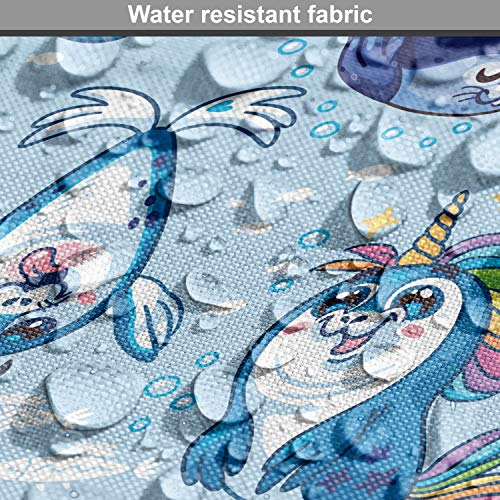 Image of Ambesonne Sea Animals Fabric by The Yard, Seal Pup Aquatic Wildlife Friendly Hugging Water Bubbles, Decorative Fabric for Upholstery and Home Accents, 3 Yards, Marigold White