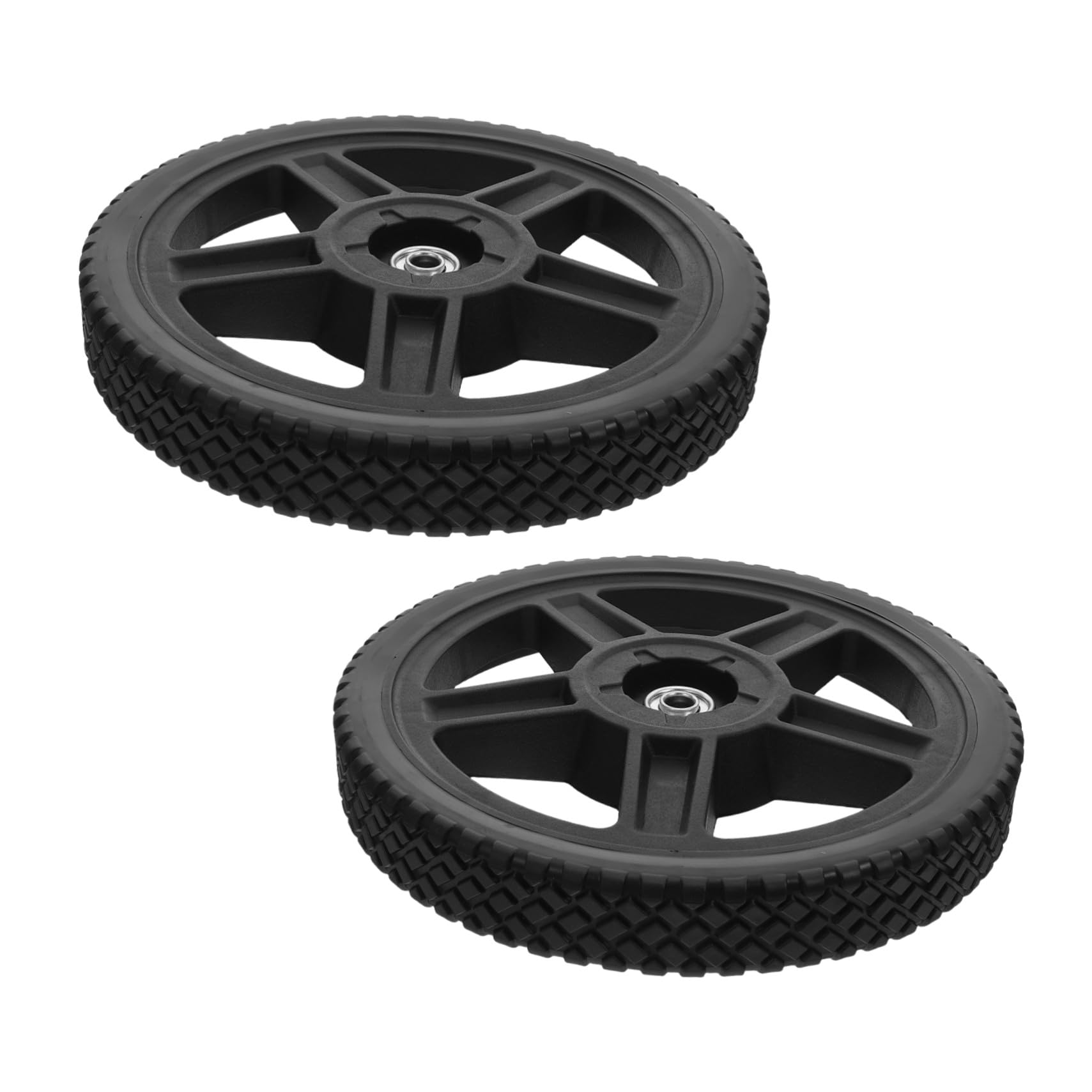 2 Piezas rueda de cortacésped ruedas de plástico para empuje de la cortacésped de polivinilo Negro