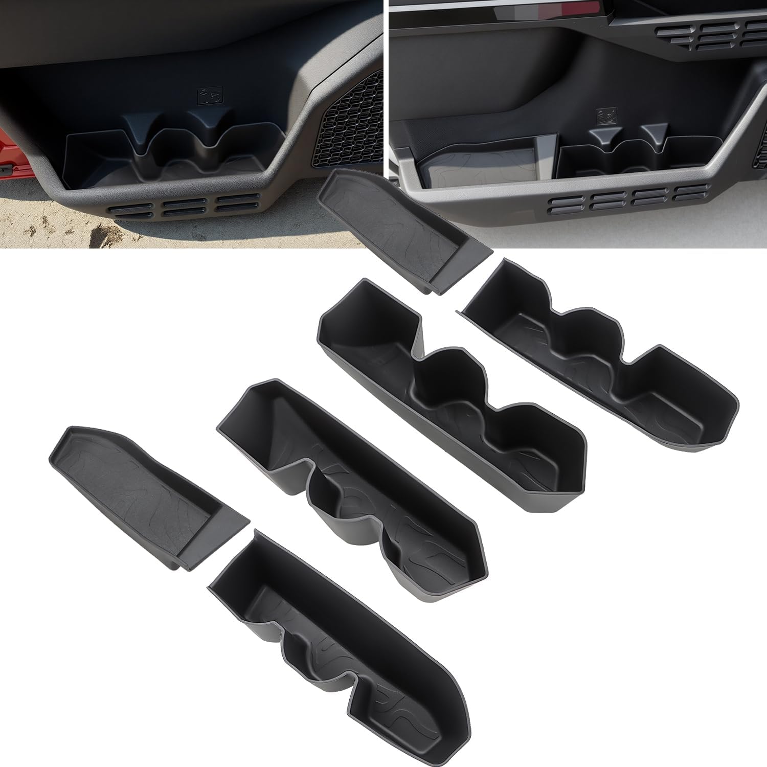 auovo TPE Door Side Storage Tray Compatible with Toyota Tacoma 2026 2025 2024 Accessories Door Storage Insert Organizer Box (for Tacoma Gen 4th Double Cab Only, 6 PCS Set)