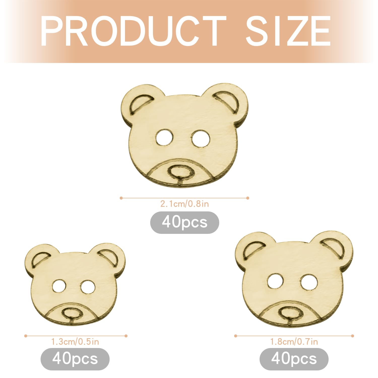 Luckious 120 Pieces Teddy Bear Buttons - Wooden Buttons for Baby Cardigans Sewing Crafts, and Knitting Clothes - Image 2