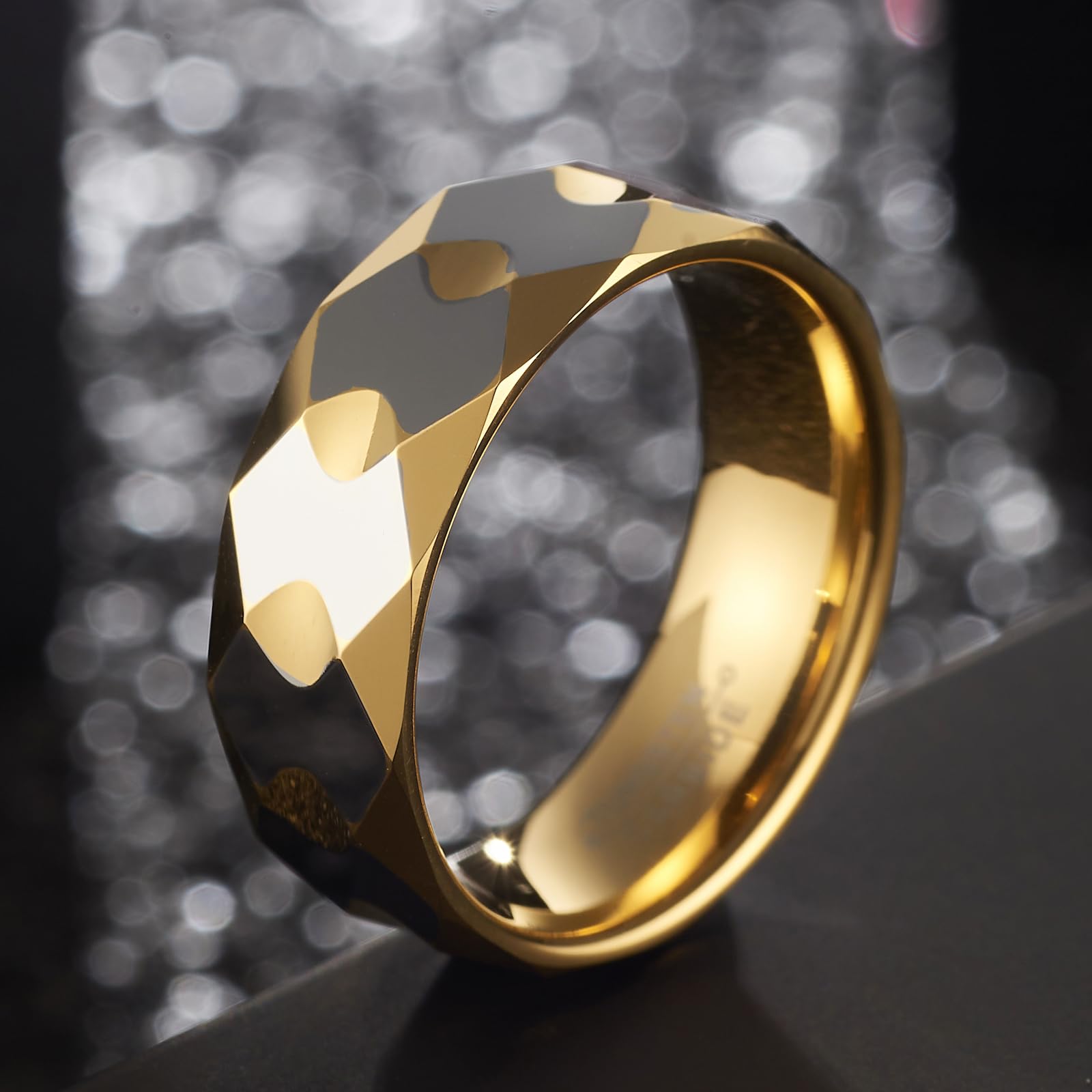 Splendido anello in carburo di tungsteno, unisex, alla moda, lucido, larghezza 8 mm, gioielli bohémien Y2K